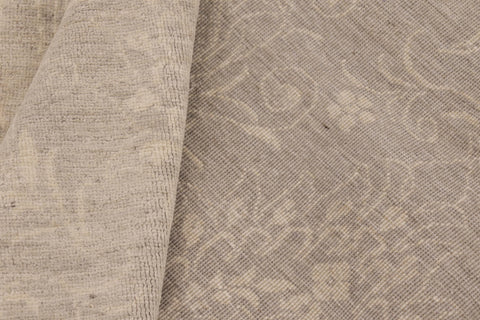 handmade Traditional Kafkaz Gray Tan Hand Knotted RECTANGLE WOOL&SILK area rug 8x10