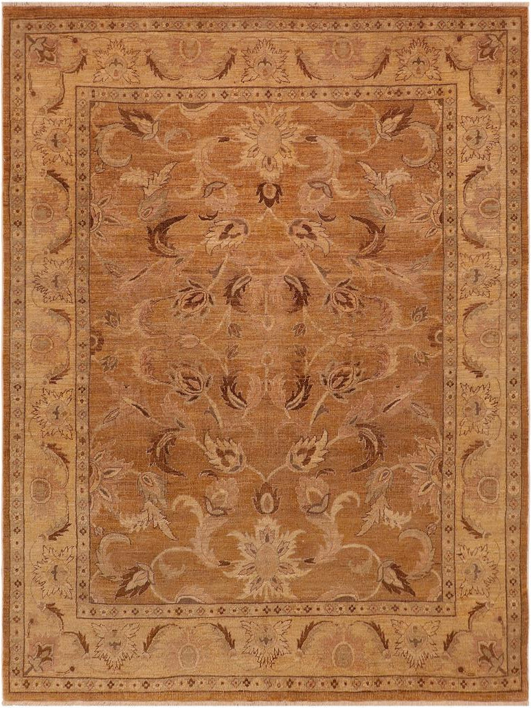 handmade Traditional Antique Brown Gold Hand Knotted RECTANGLE 100% WOOL area rug 8x9