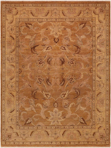 handmade Traditional Antique Brown Gold Hand Knotted RECTANGLE 100% WOOL area rug 8x9