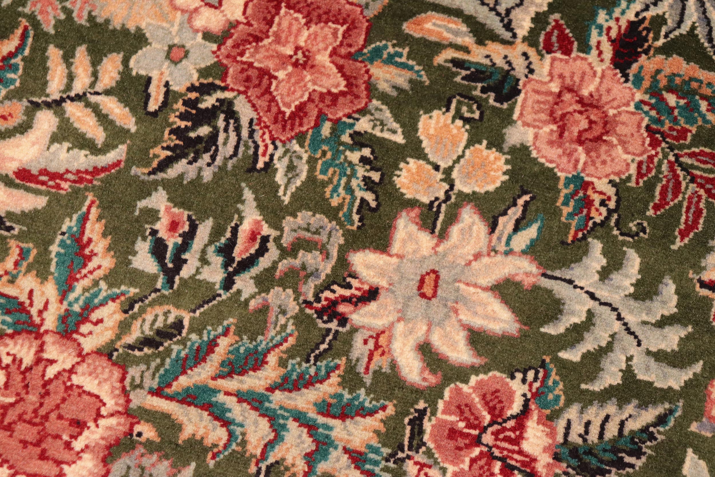 handmade Transitional Abusson Green Gold Hand Knotted RECTANGLE 100% WOOL area rug 6x9