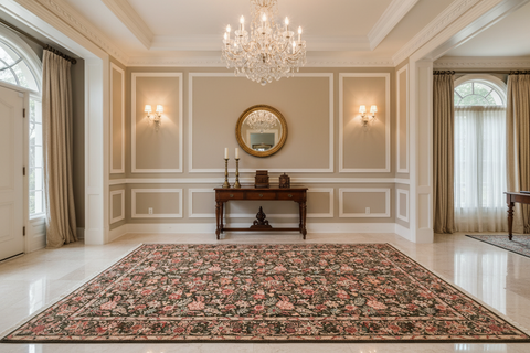 handmade Transitional Abusson Green Gold Hand Knotted RECTANGLE 100% WOOL area rug 6x9