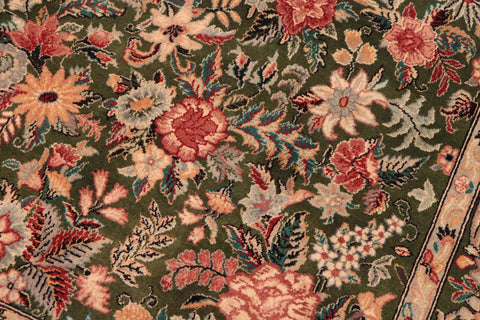 handmade Transitional Abusson Green Gold Hand Knotted RECTANGLE 100% WOOL area rug 6x9