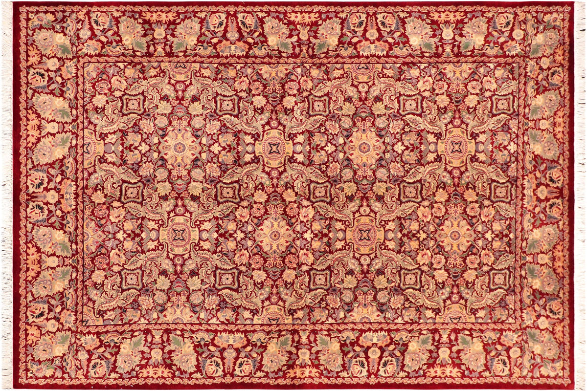 handmade Transitional Doop Red Gold Hand Knotted RECTANGLE 100% WOOL area rug 6x9