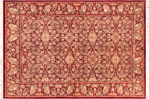 handmade Transitional Doop Red Gold Hand Knotted RECTANGLE 100% WOOL area rug 6x9