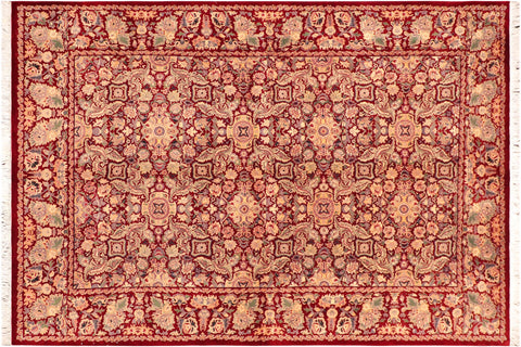 handmade Transitional Doop Red Gold Hand Knotted RECTANGLE 100% WOOL area rug 6x9