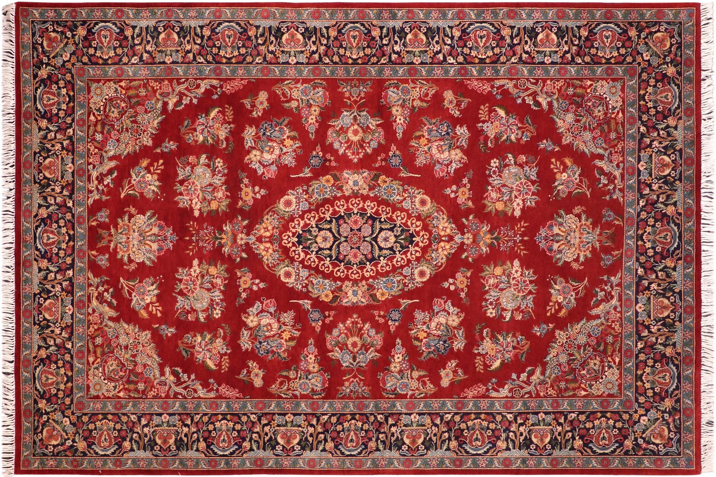 handmade Traditional Sarook Red Blue Hand Knotted RECTANGLE 100% WOOL area rug 6x9
