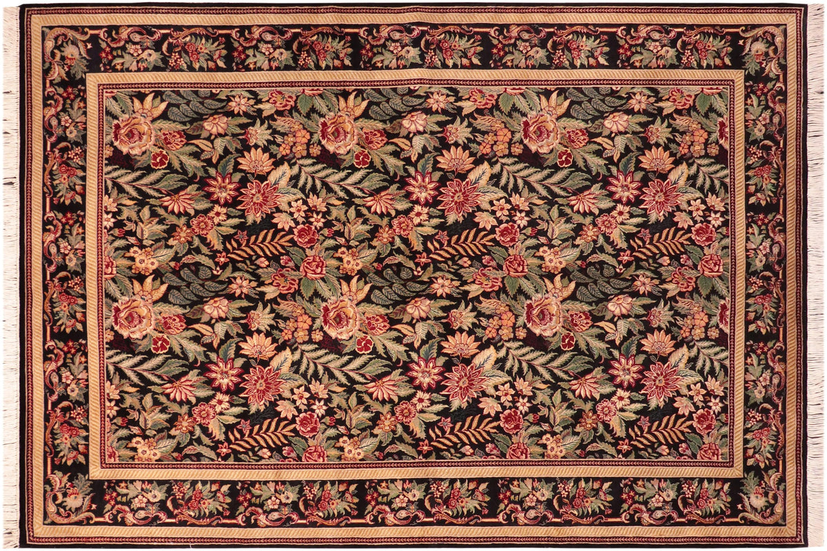 handmade Transitional Basarabian Black Red Hand Knotted RECTANGLE 100% WOOL area rug 6x9