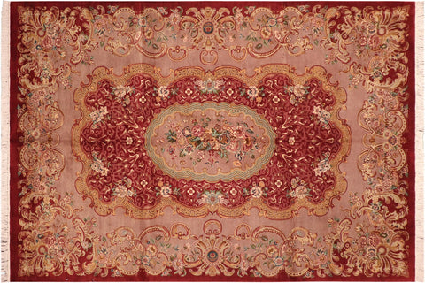 handmade Traditional Eurpien Red Lt. Brown Hand Knotted RECTANGLE 100% WOOL area rug 6x9