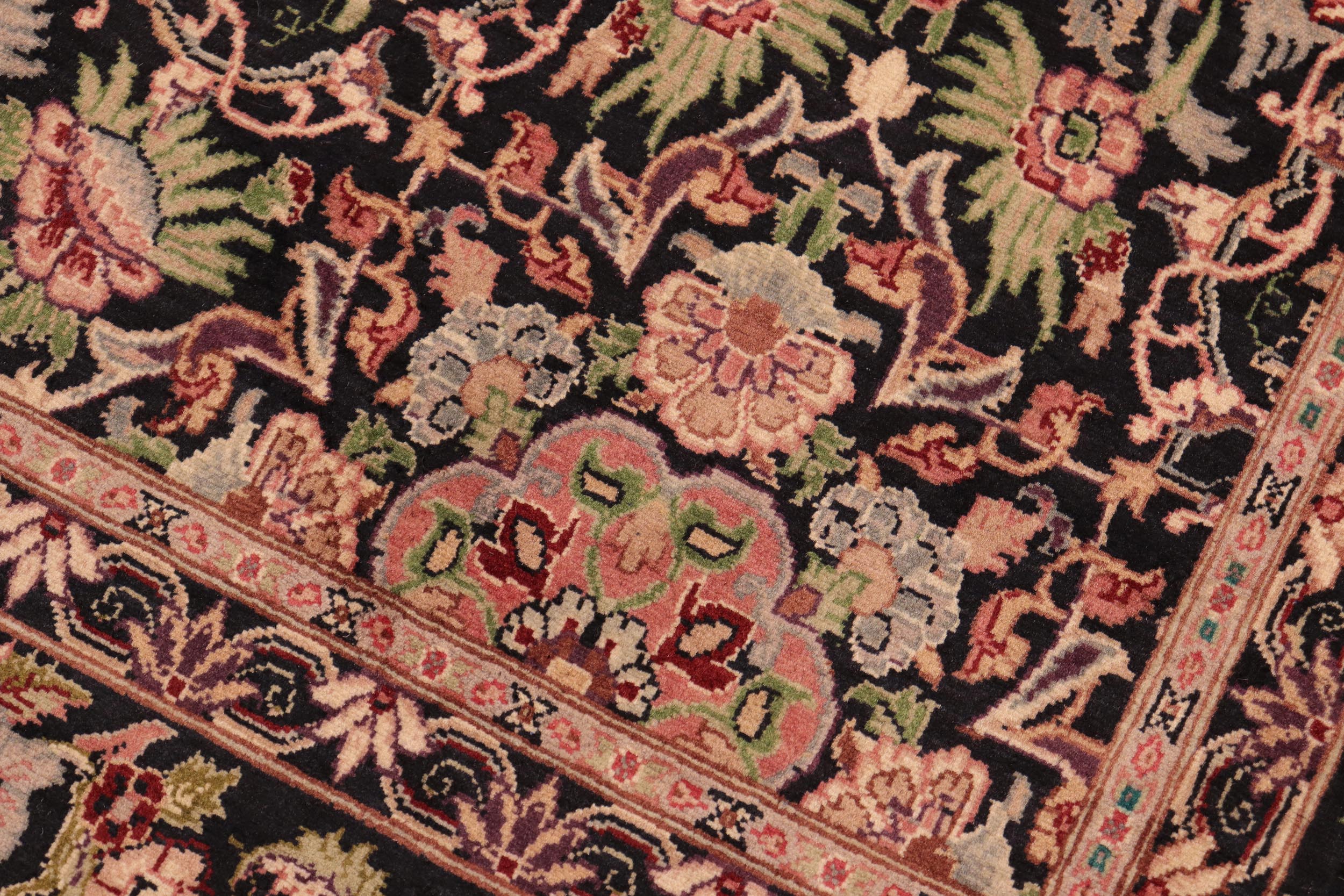 handmade Transitional Kashan Black Red Hand Knotted RECTANGLE 100% WOOL area rug 6x9
