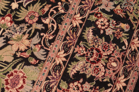 handmade Transitional Kashan Black Red Hand Knotted RECTANGLE 100% WOOL area rug 6x9