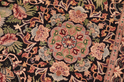 handmade Transitional Kashan Black Red Hand Knotted RECTANGLE 100% WOOL area rug 6x9