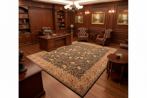 handmade Transitional Dafodils Black Taupe Hand Knotted RECTANGLE 100% WOOL area rug 6x9