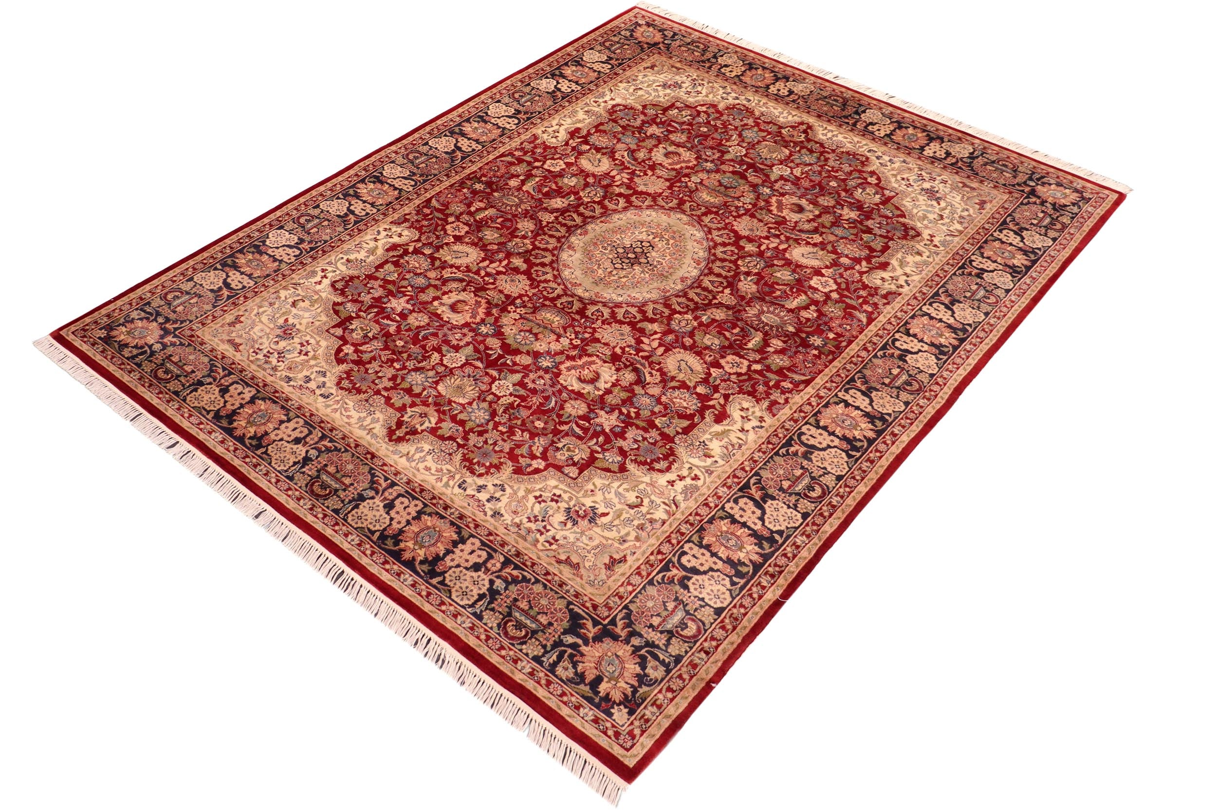 handmade Traditional Hussani Red Blue Hand Knotted RECTANGLE 100% WOOL area rug 6x9