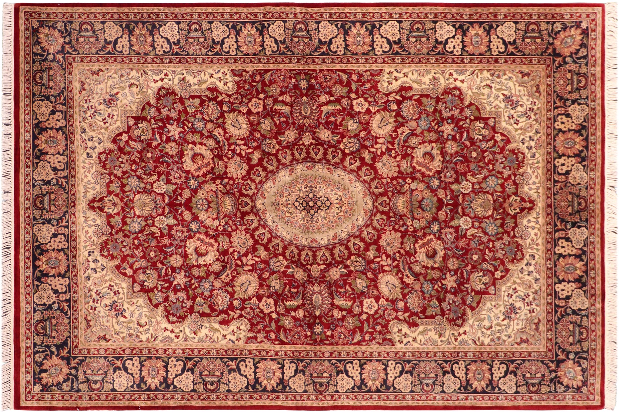 handmade Traditional Hussani Red Blue Hand Knotted RECTANGLE 100% WOOL area rug 6x9