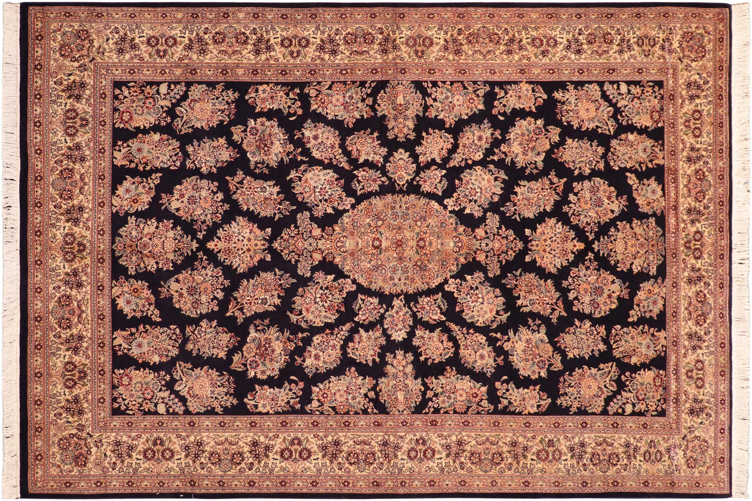 handmade Traditional Sarook Blue Beige Hand Knotted RECTANGLE 100% WOOL area rug 6x9
