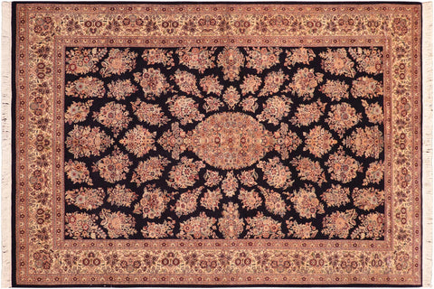 handmade Traditional Sarook Blue Beige Hand Knotted RECTANGLE 100% WOOL area rug 6x9