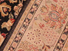 handmade Traditional Hussani Black Taupe Hand Knotted RECTANGLE 100% WOOL area rug 6x9