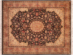 handmade Traditional Hussani Black Taupe Hand Knotted RECTANGLE 100% WOOL area rug 6x9