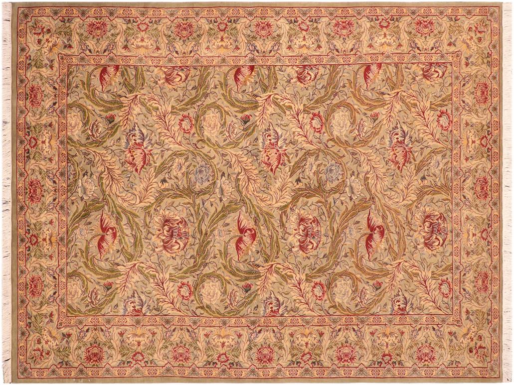 handmade Transitional Marry Gold Green Red Hand Knotted RECTANGLE 100% WOOL area rug 6x9