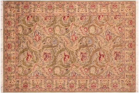 handmade Transitional Marry Gold Green Red Hand Knotted RECTANGLE 100% WOOL area rug 6x9