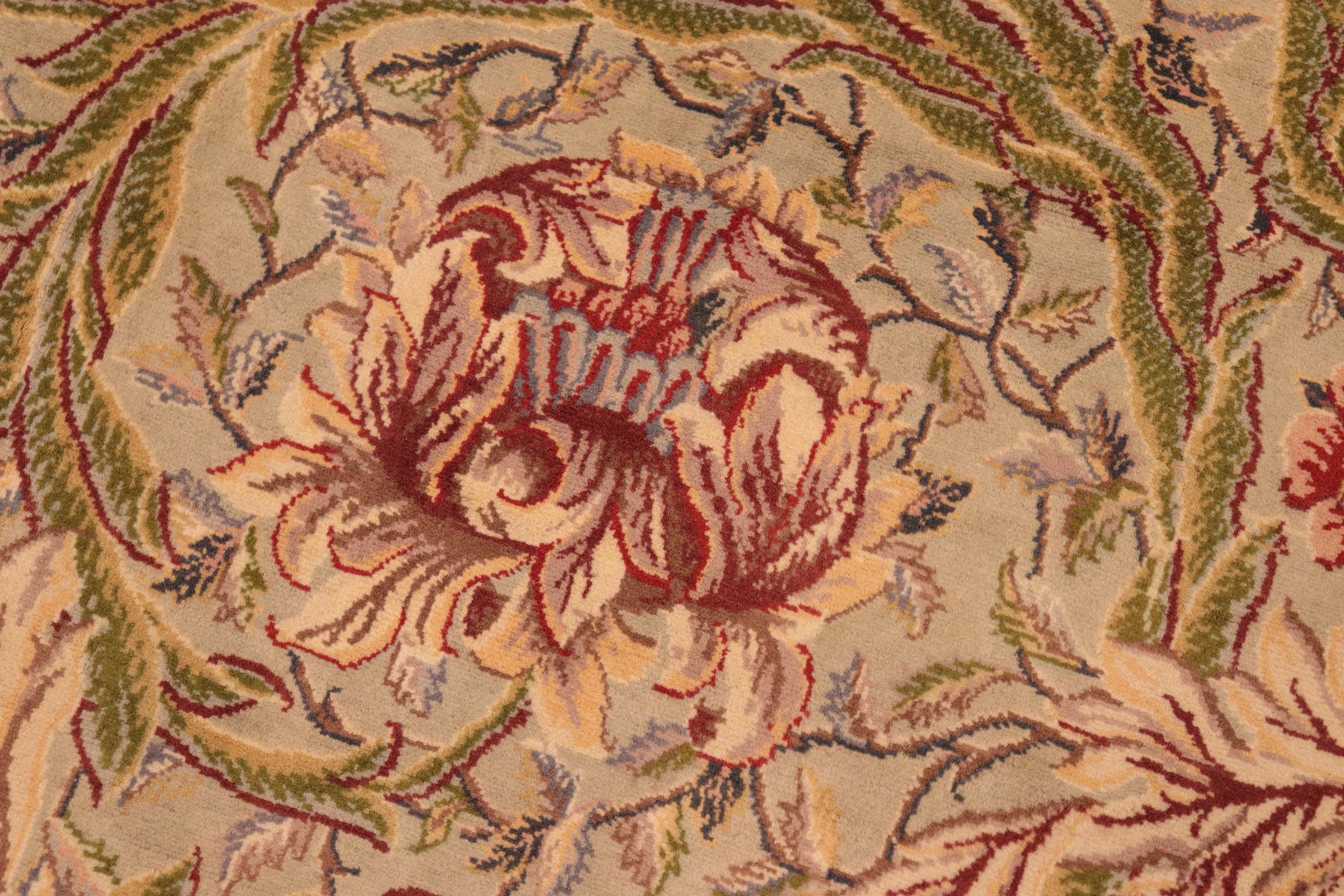 handmade Transitional Marry Gold Green Red Hand Knotted RECTANGLE 100% WOOL area rug 6x9