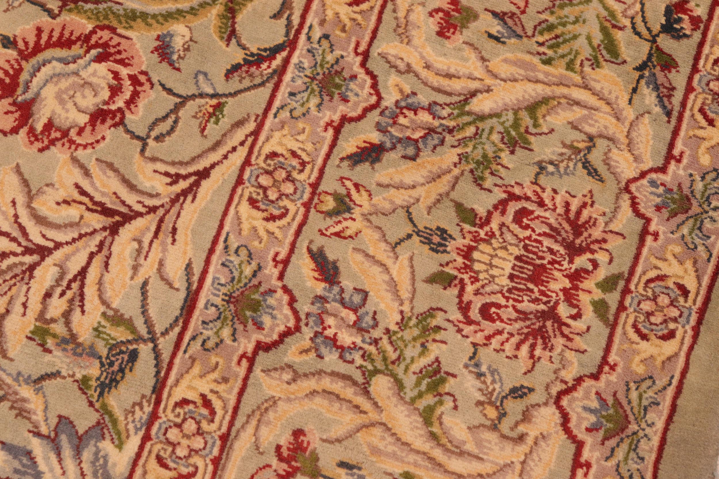 handmade Transitional Marry Gold Green Red Hand Knotted RECTANGLE 100% WOOL area rug 6x9