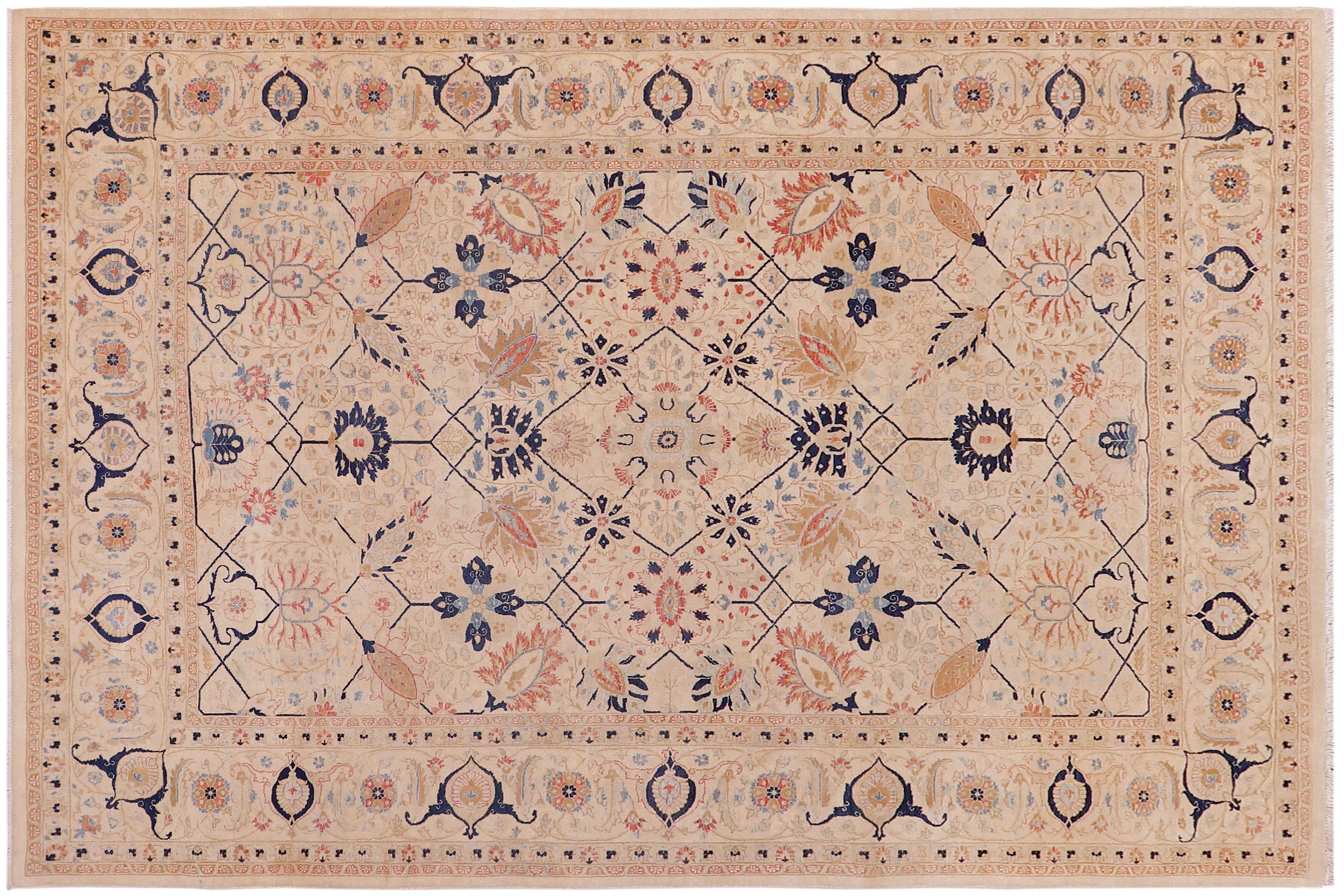 handmade Traditional Tabrizjalil Ivory Ivory Hand Knotted RECTANGLE 100% WOOL area rug 6 x 9