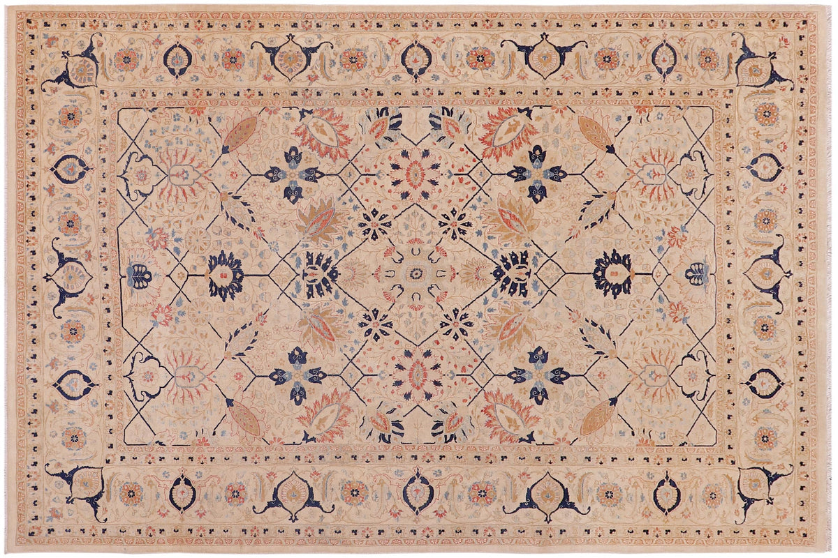 handmade Traditional Tabrizjalil Ivory Ivory Hand Knotted RECTANGLE 100% WOOL area rug 6 x 9