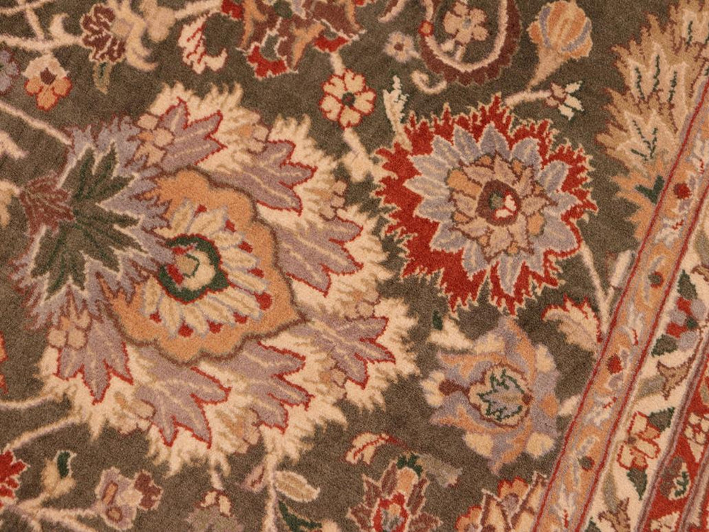 handmade Traditional Mahal Green Taupe Hand Knotted RECTANGLE 100% WOOL area rug 6x9