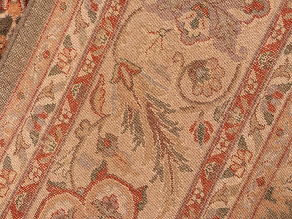 handmade Traditional Mahal Green Taupe Hand Knotted RECTANGLE 100% WOOL area rug 6x9