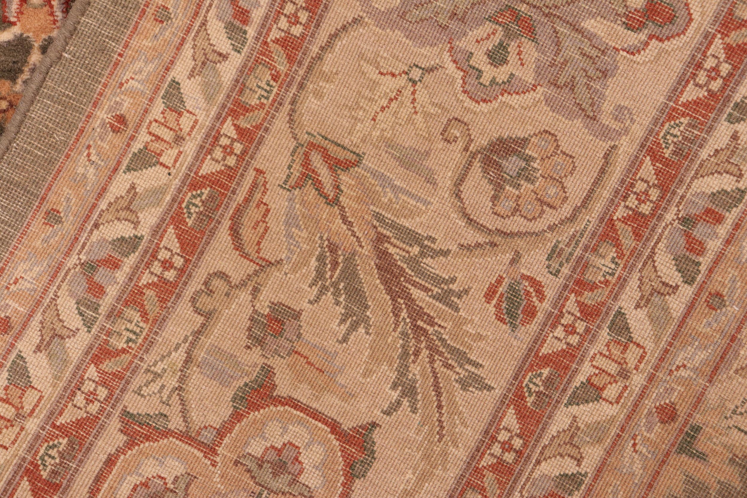 handmade Traditional Mahal Green Taupe Hand Knotted RECTANGLE 100% WOOL area rug 6x9