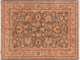handmade Traditional Mahal Green Taupe Hand Knotted RECTANGLE 100% WOOL area rug 6x9