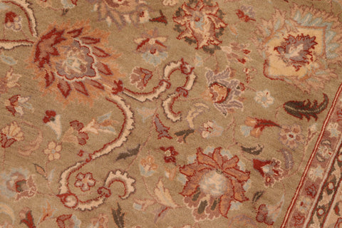 handmade Traditional Kashan Green Taupe Hand Knotted RECTANGLE 100% WOOL area rug 6x9