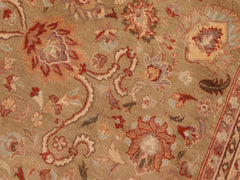 handmade Traditional Kashan Green Taupe Hand Knotted RECTANGLE 100% WOOL area rug 6x9