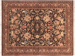 handmade Traditional Nagi Black Pink Hand Knotted RECTANGLE 100% WOOL area rug 6x9