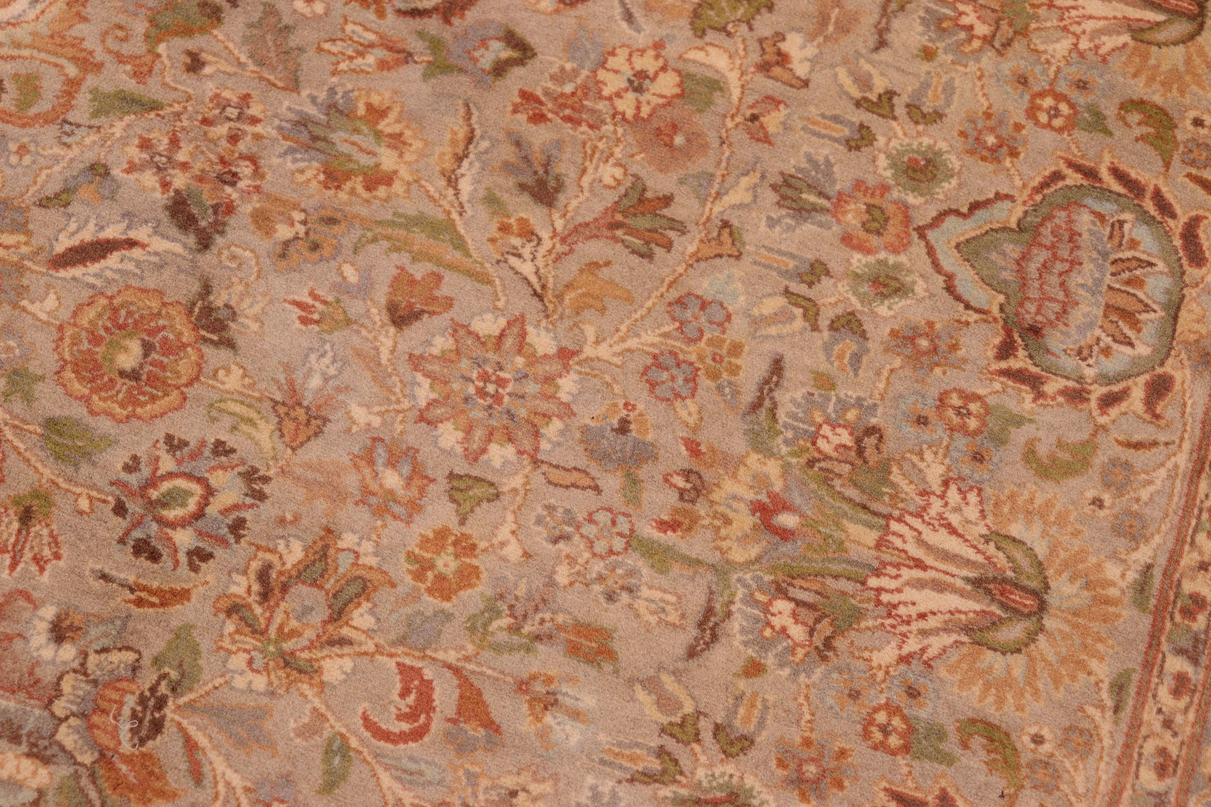 handmade Traditional Lahore Taupe Gold Hand Knotted RECTANGLE 100% WOOL area rug 6x9