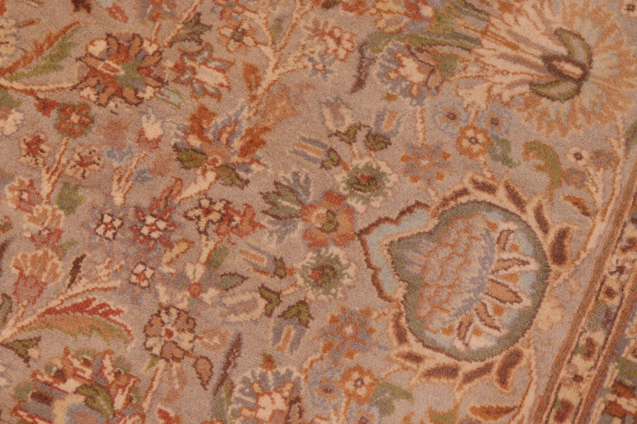handmade Traditional Lahore Taupe Gold Hand Knotted RECTANGLE 100% WOOL area rug 6x9