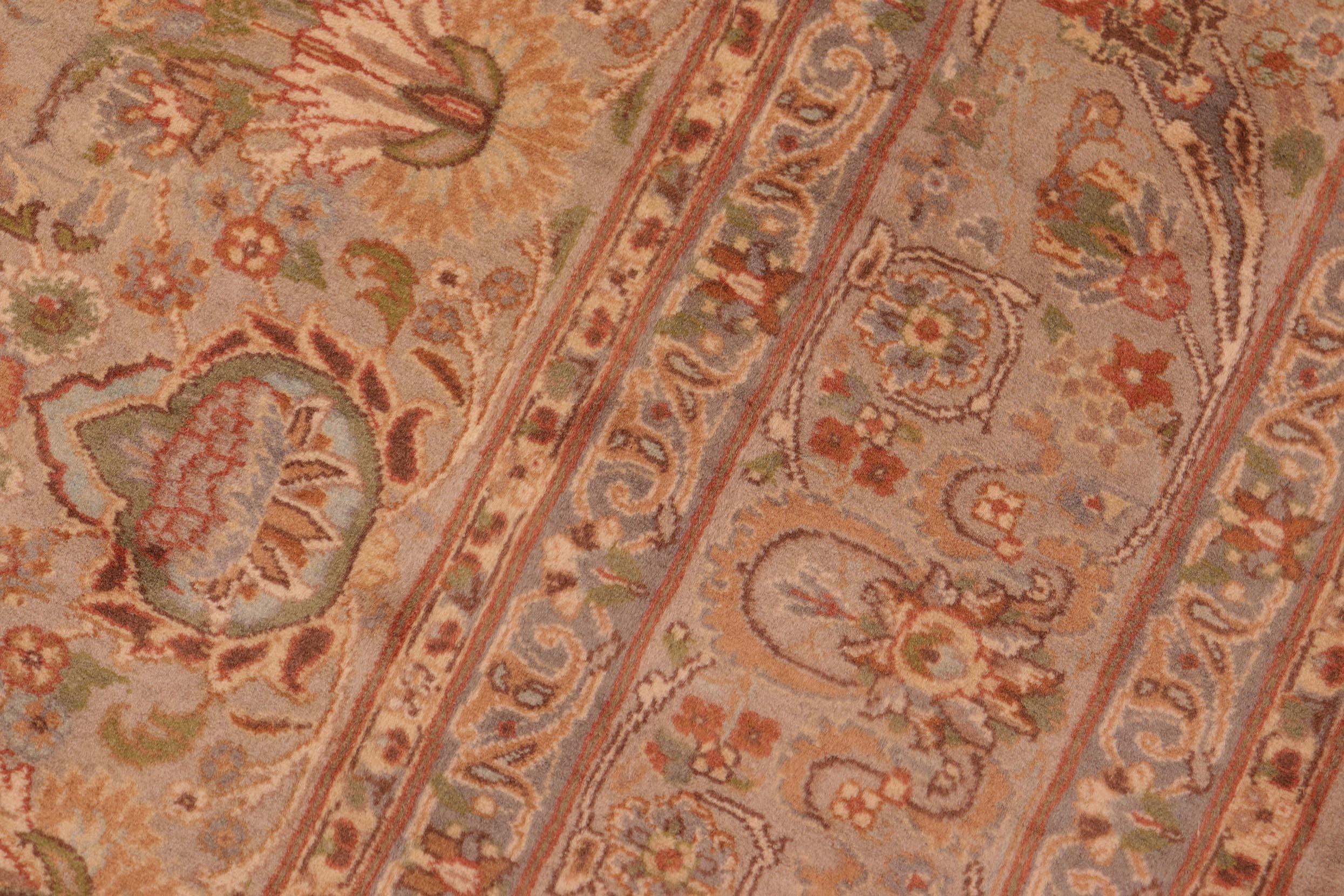 handmade Traditional Lahore Taupe Gold Hand Knotted RECTANGLE 100% WOOL area rug 6x9