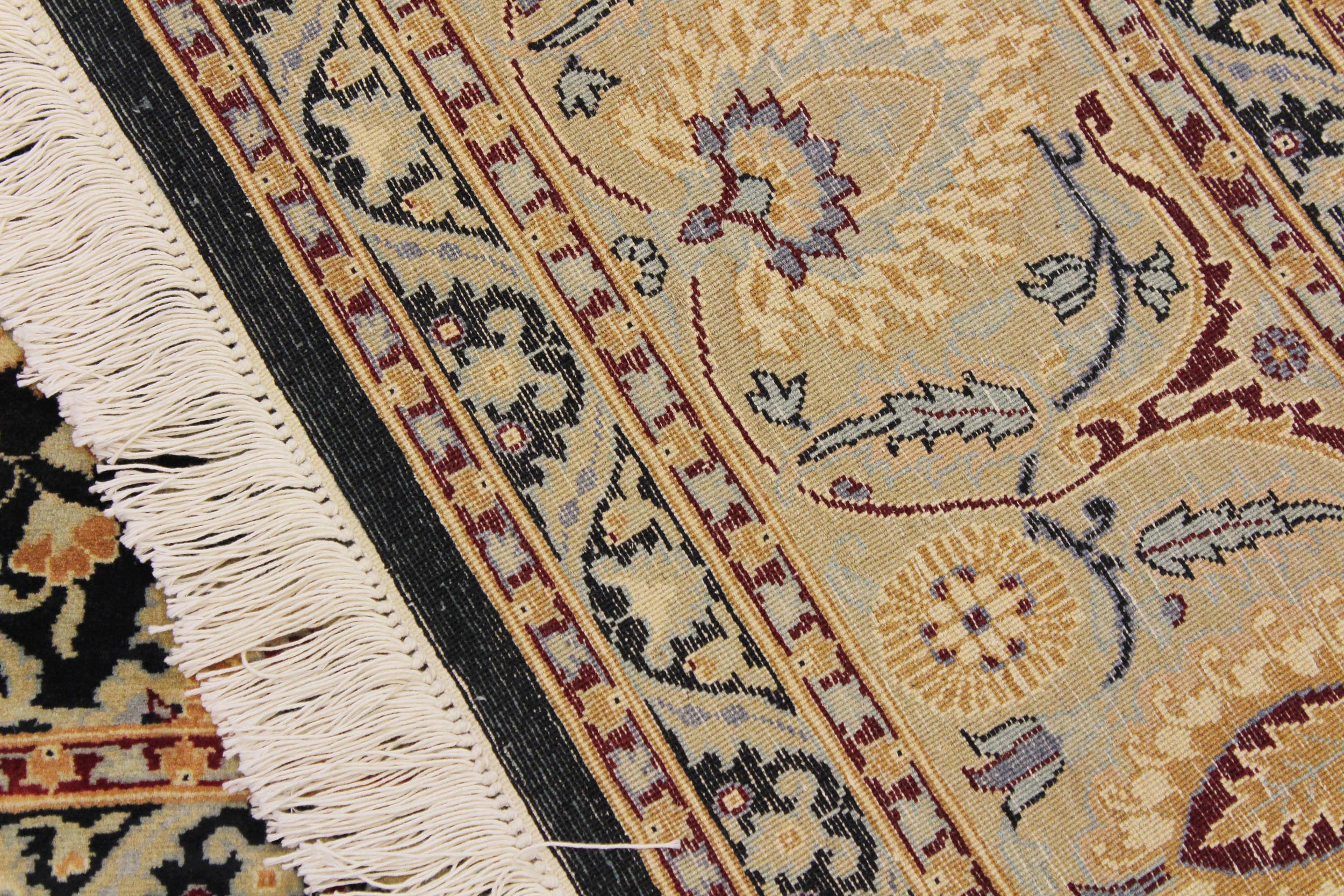 handmade Traditional New Asif Black Green Hand Knotted RECTANGLE 100% WOOL area rug 6x9