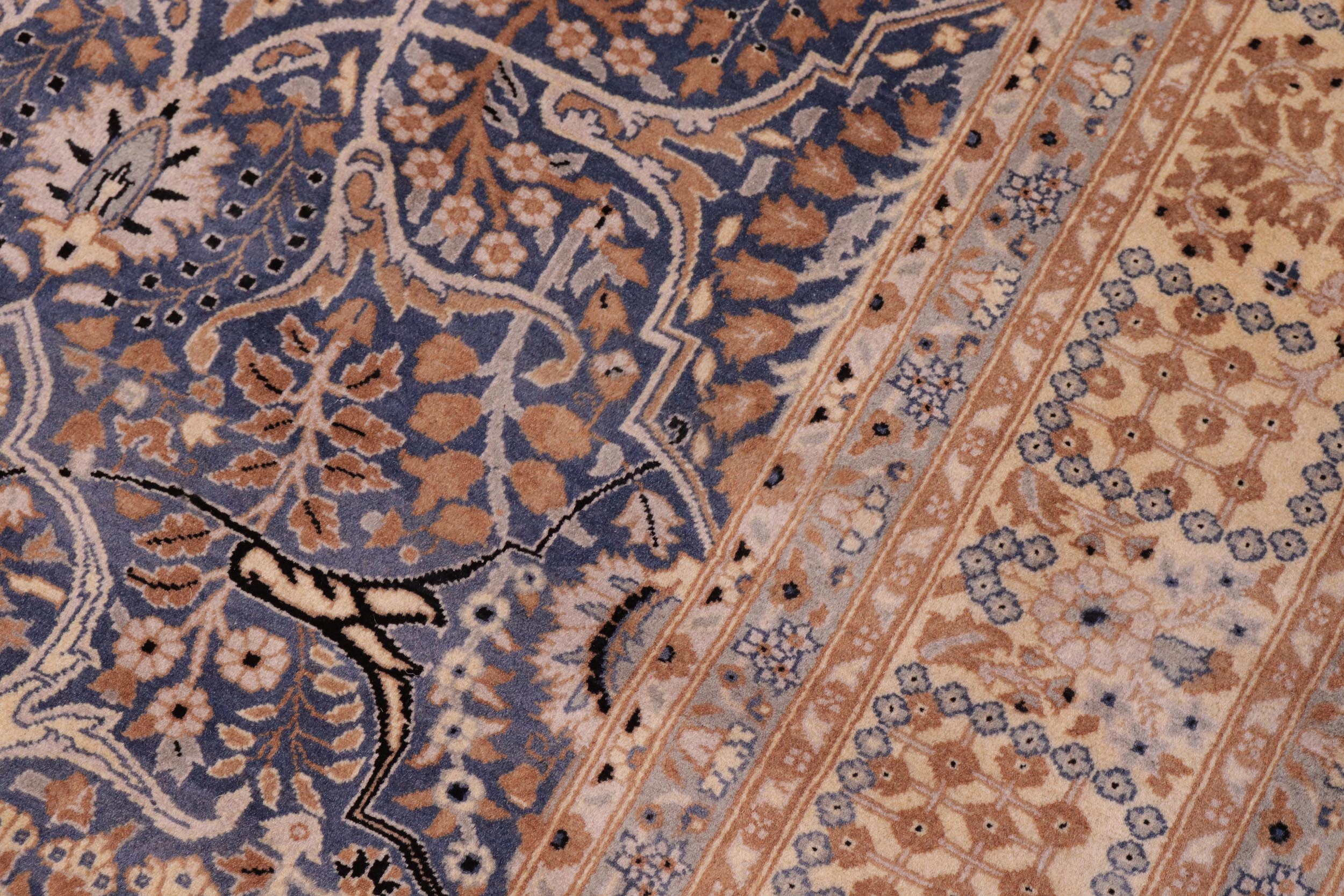 handmade Transitional Tabriz Blue Beige Hand Knotted RECTANGLE 100% WOOL area rug 6x9