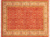handmade Traditional Lahore Red Beige Hand Knotted RECTANGLE 100% WOOL area rug 6x9