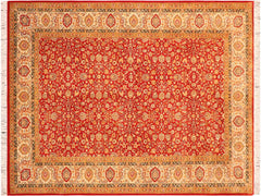 handmade Traditional Lahore Red Beige Hand Knotted RECTANGLE 100% WOOL area rug 6x9