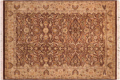 handmade Transitional Regular Brown Taupe Hand Knotted RECTANGLE 100% WOOL area rug 6x9