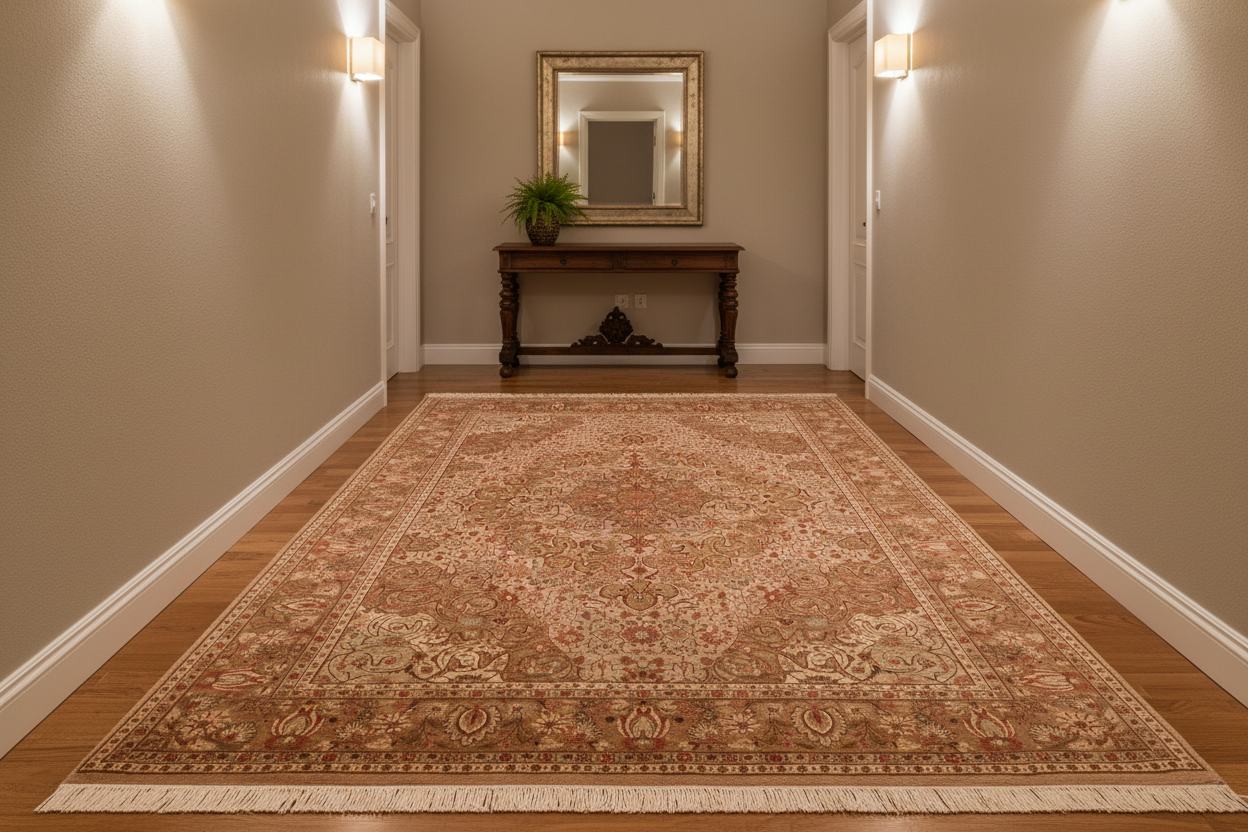 handmade Traditional Farhad Taupe Green Hand Knotted RECTANGLE 100% WOOL area rug 6x9