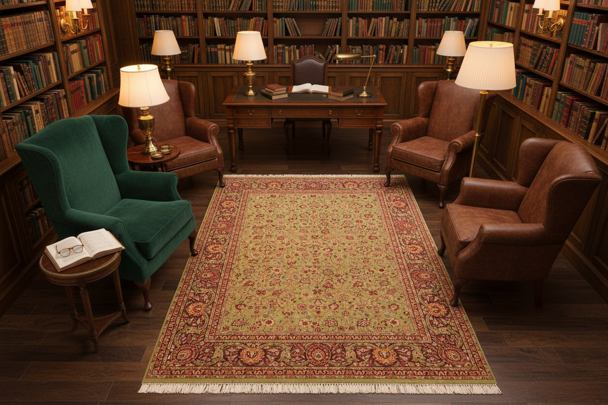 handmade Transitional Lahore Green Burgundy Hand Knotted RECTANGLE 100% WOOL area rug 6x9
