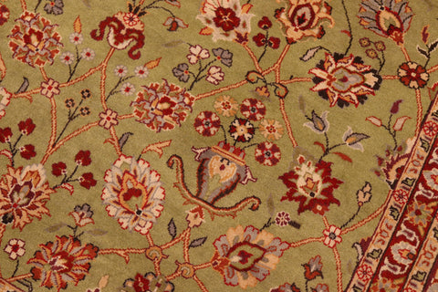 handmade Transitional Lahore Green Burgundy Hand Knotted RECTANGLE 100% WOOL area rug 6x9