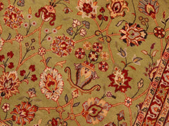 handmade Traditional Lahore Green Burgundy Hand Knotted RECTANGLE 100% WOOL area rug 6x9