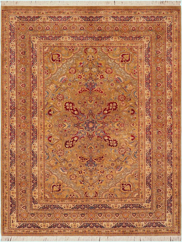 handmade Traditional Regular Brown Gold Hand Knotted RECTANGLE 100% WOOL area rug 6x9