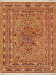 handmade Traditional Regular Brown Gold Hand Knotted RECTANGLE 100% WOOL area rug 6x9