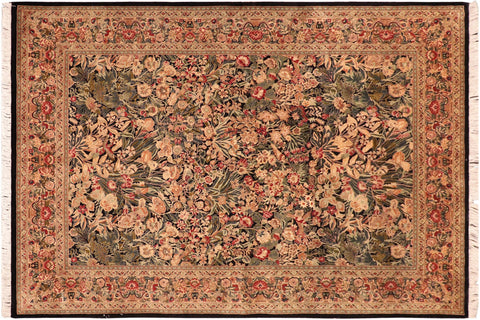 handmade Transitional Inkalab Black Beige Hand Knotted RECTANGLE 100% WOOL area rug 6x9